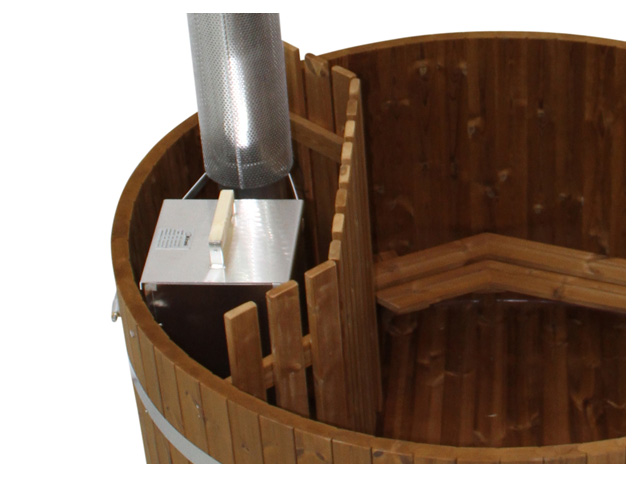 Holzbadefass Thermokiefer mit Innenofen