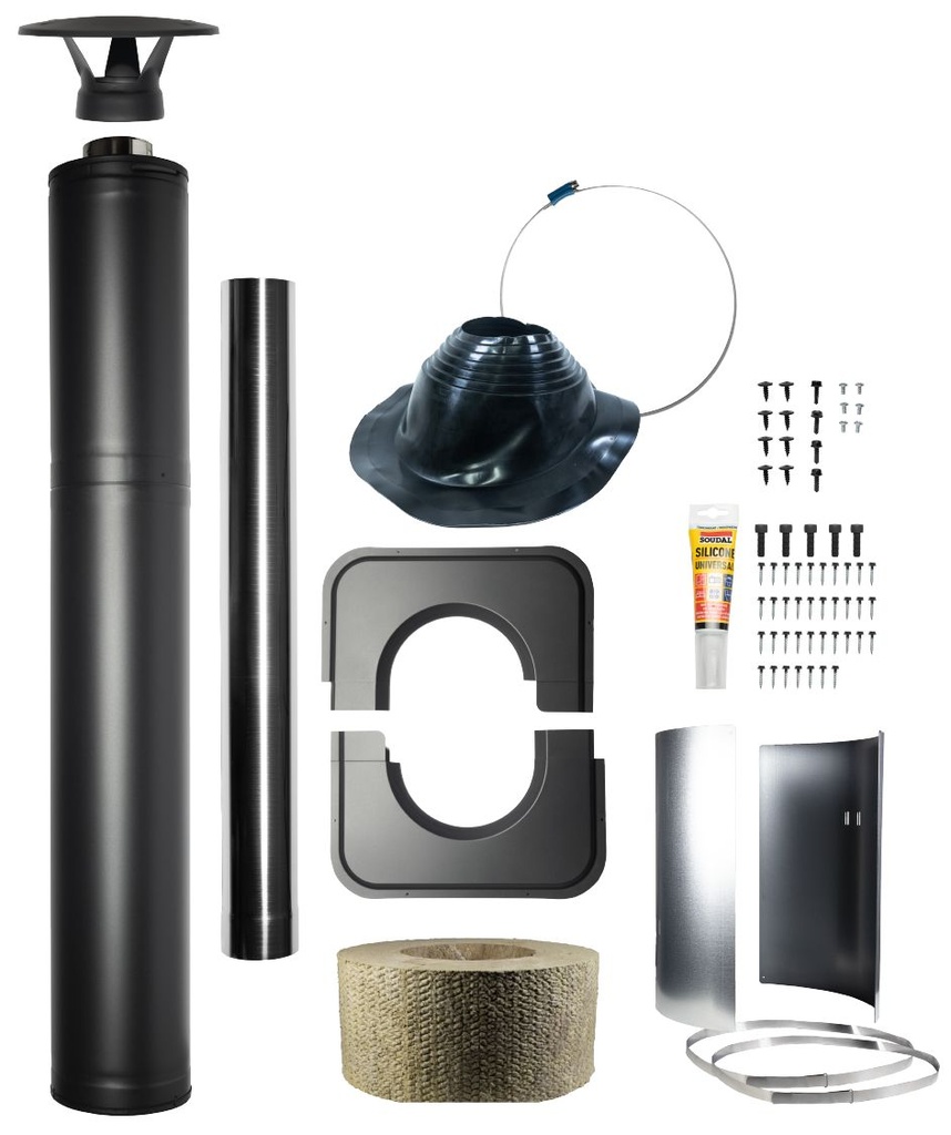 Saunaofen Schornstein Set (Schwarz)